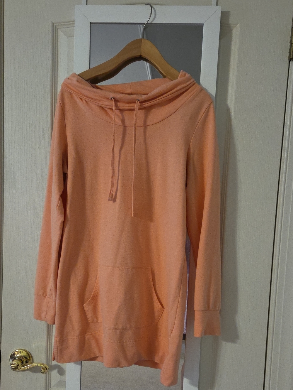 metrostyle Peach Cowlneck Drawstring Pullover Hoodie